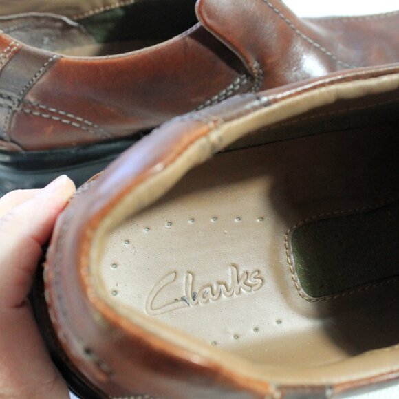 Clarks Men\'s Escalade Brown Leather Slip On Loafers 9.5M main image 7